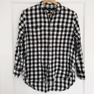 EUC Madewell black and white buffalo check cotton flannel button down